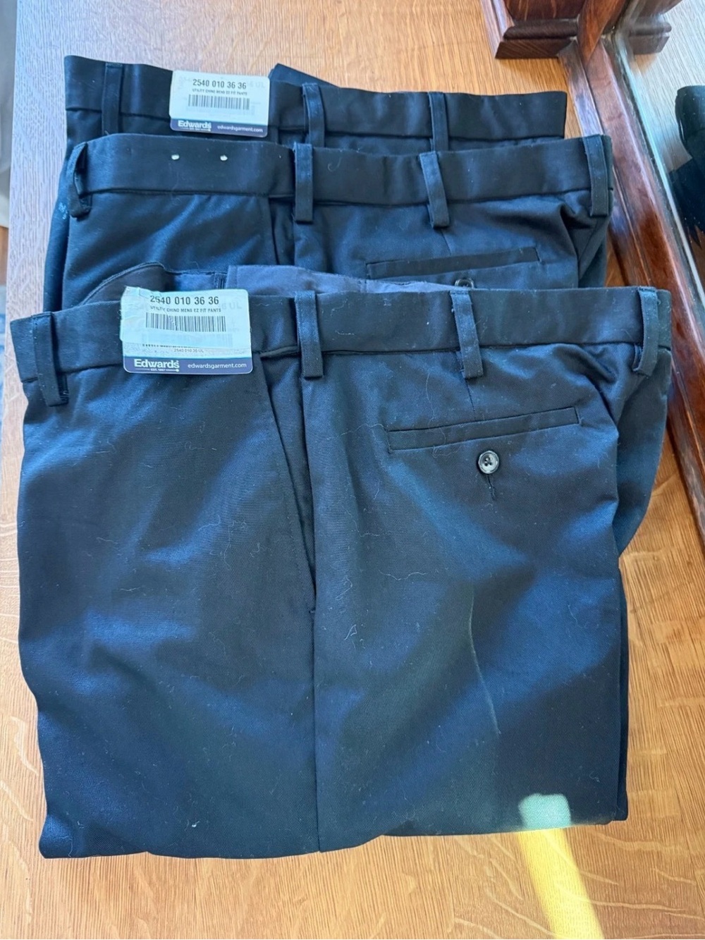 NWT Edwards Utility Chino Mens Trousers 36/36 EZ Fit Black Classic Workwear 3pr